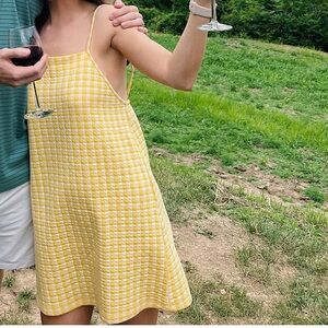 Zara Yellow Checkered Mini Dress